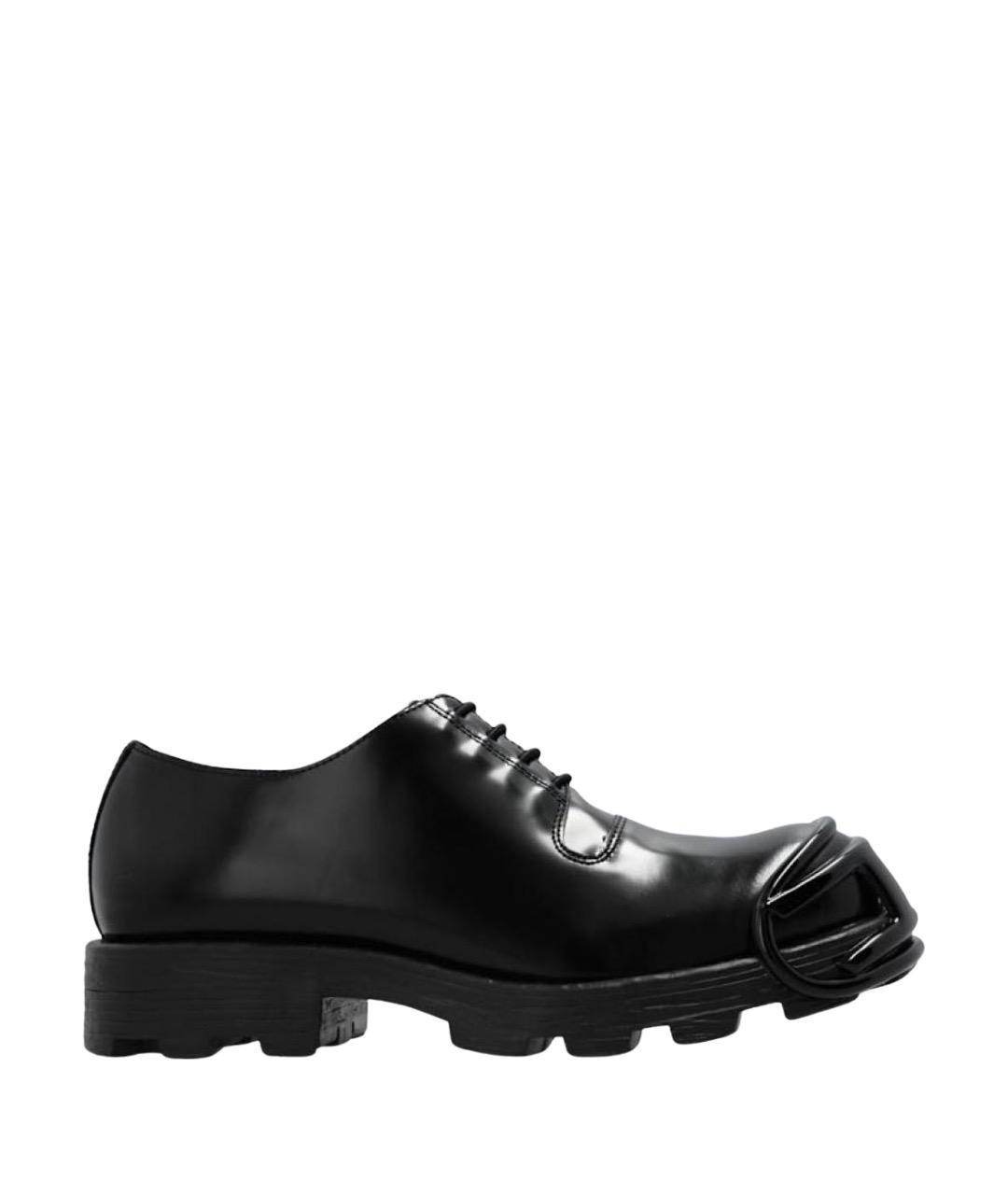 DIESEL Черные кожаные брогги и оксфорды, фото 1