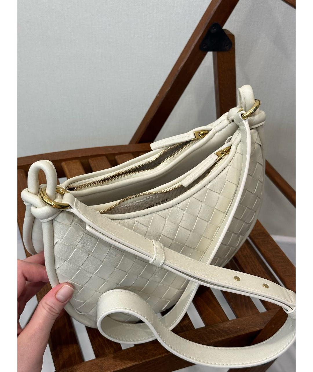 BOTTEGA VENETA Бежевая кожаная сумка через плечо, фото 5