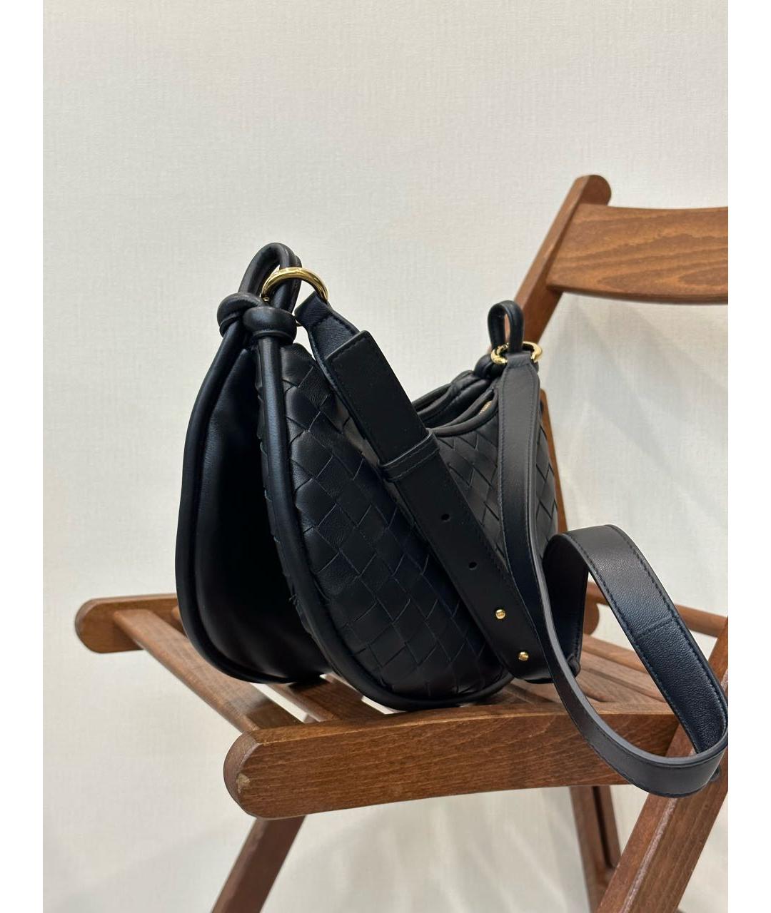 BOTTEGA VENETA Черная кожаная сумка через плечо, фото 3