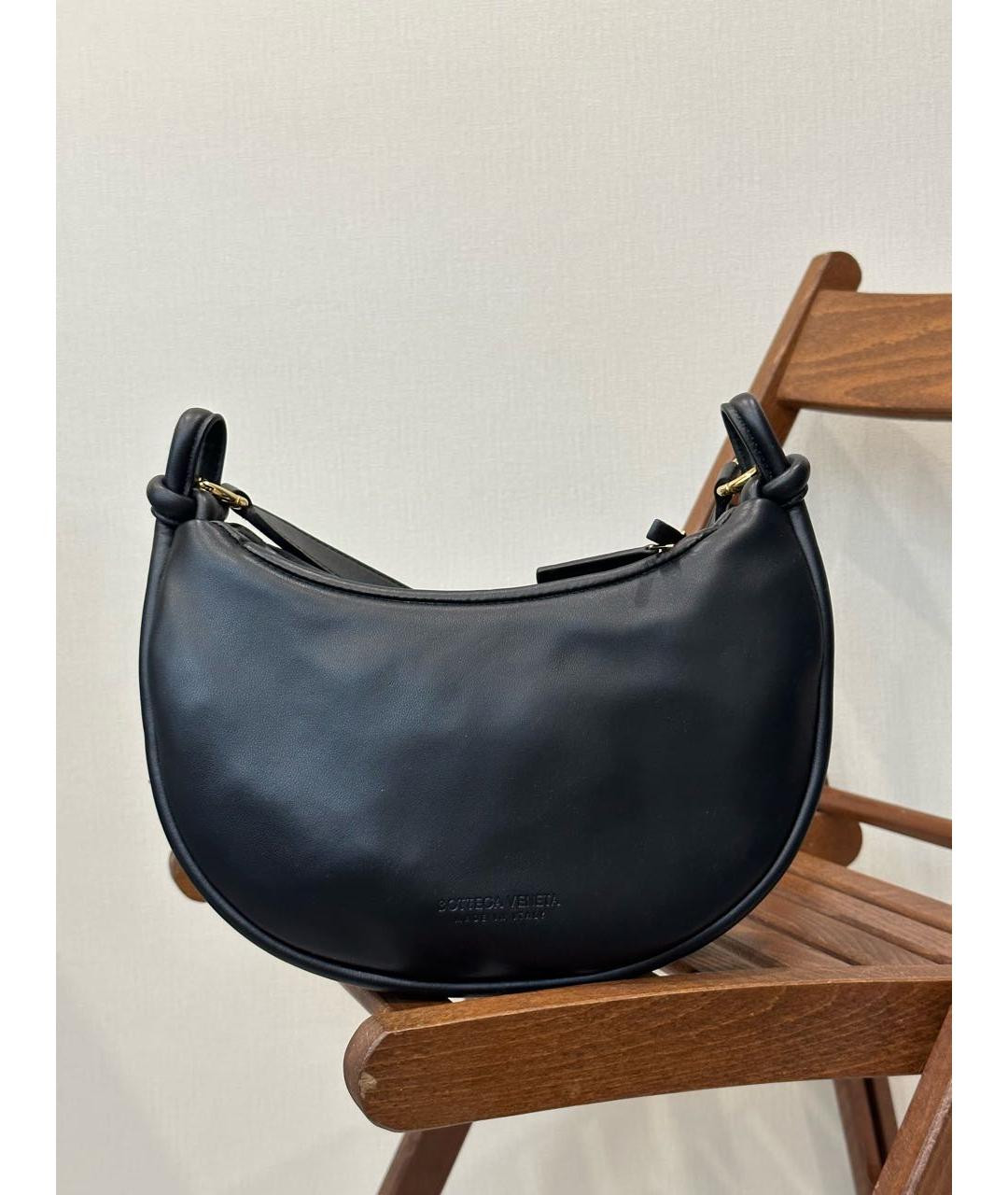 BOTTEGA VENETA Черная кожаная сумка через плечо, фото 4