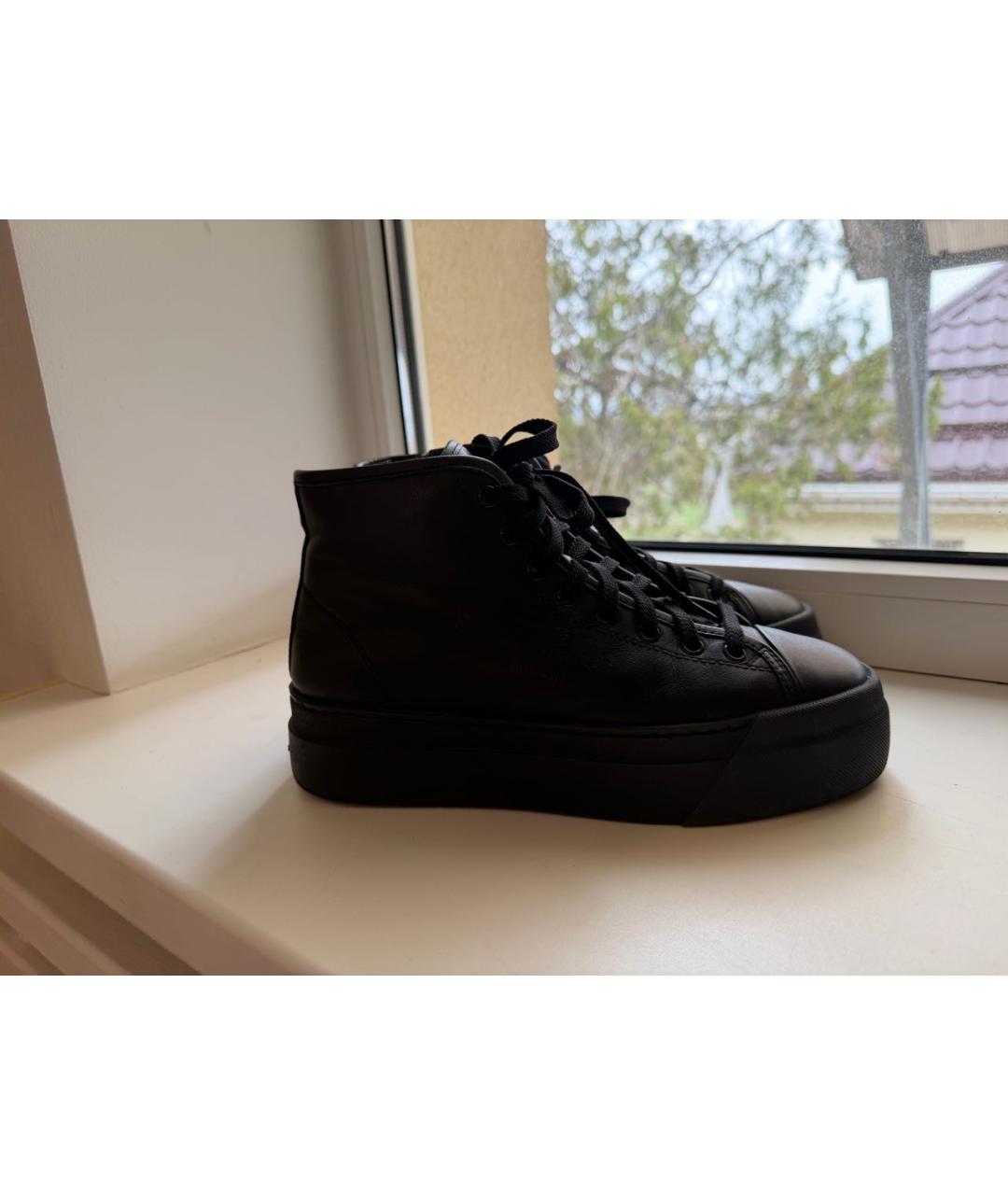 SANTONI Черные кожаные кеды, фото 3