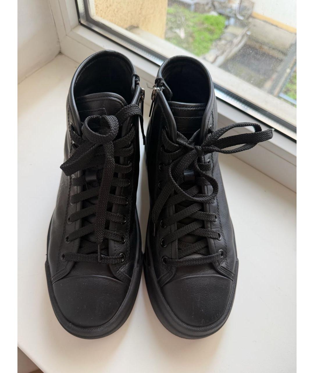 SANTONI Черные кожаные кеды, фото 8