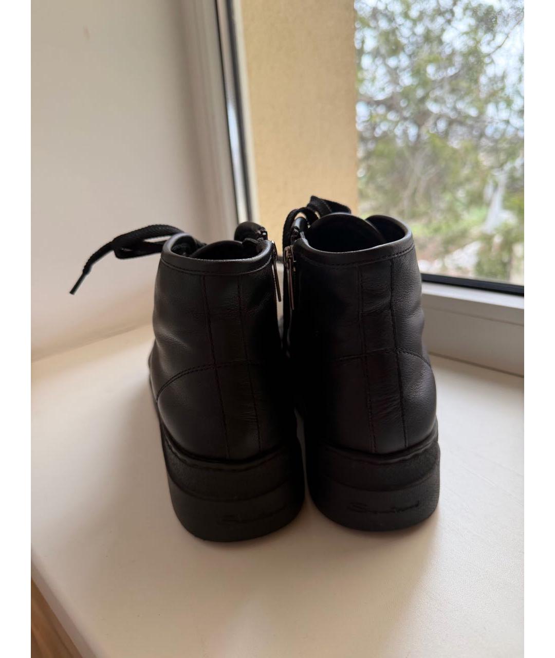 SANTONI Черные кожаные кеды, фото 2