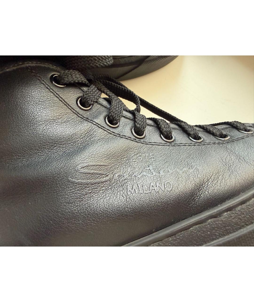 SANTONI Черные кожаные кеды, фото 4