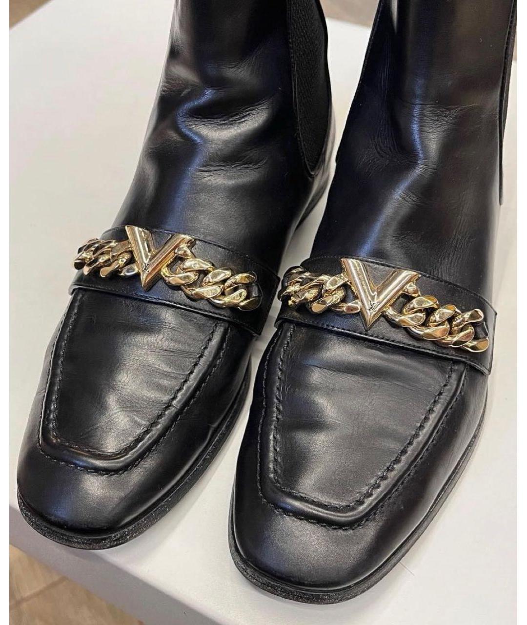 LOUIS VUITTON Черные кожаные ботинки, фото 2