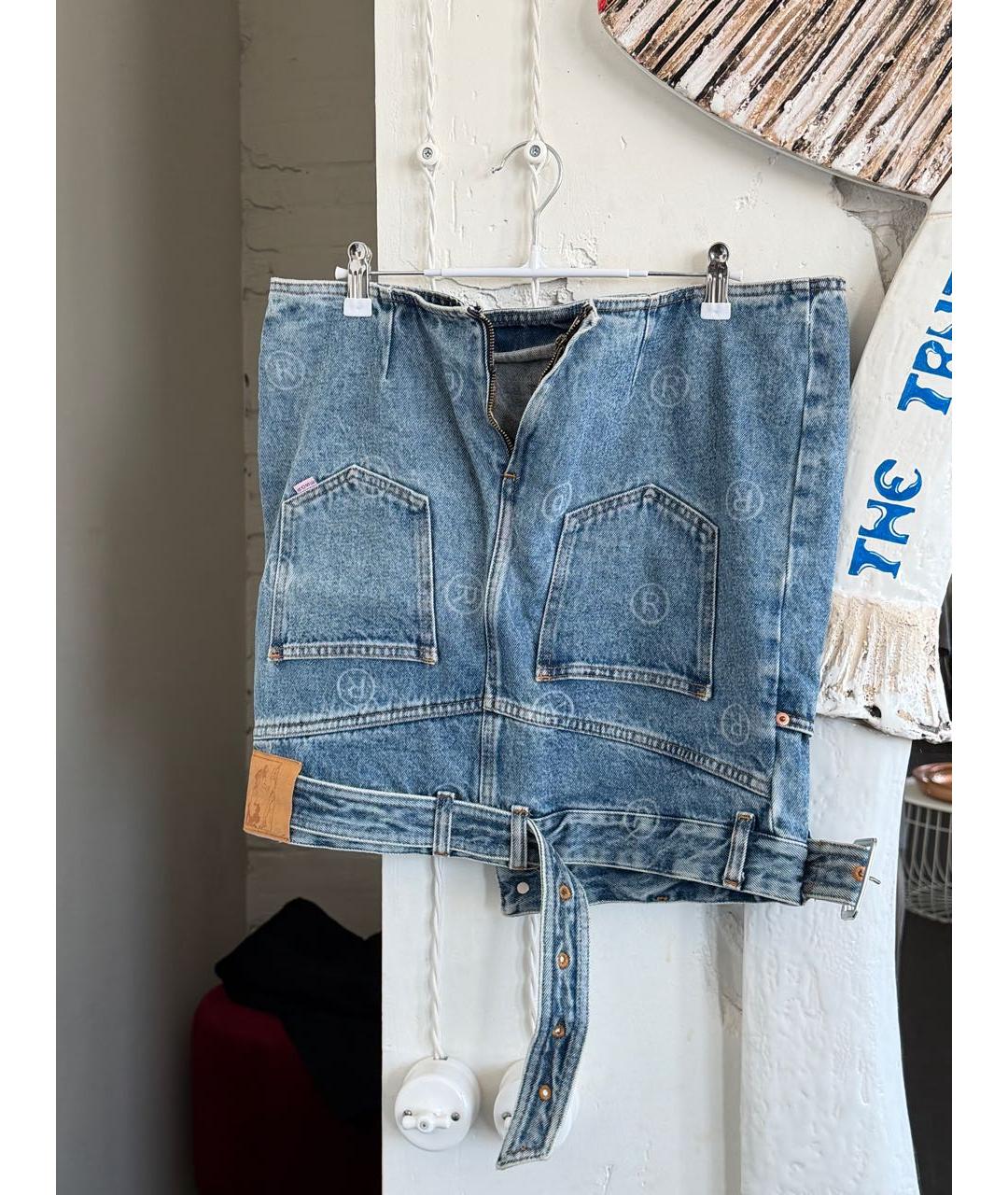 MARTINE ROSE Синяя деним юбка мини, фото 2