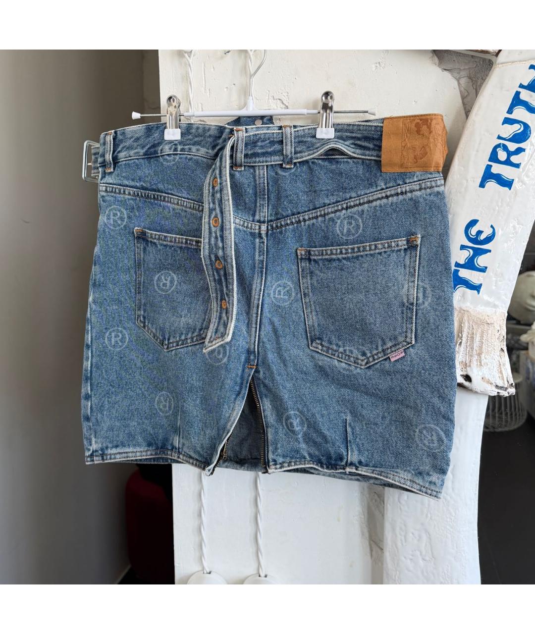 MARTINE ROSE Синяя деним юбка мини, фото 5