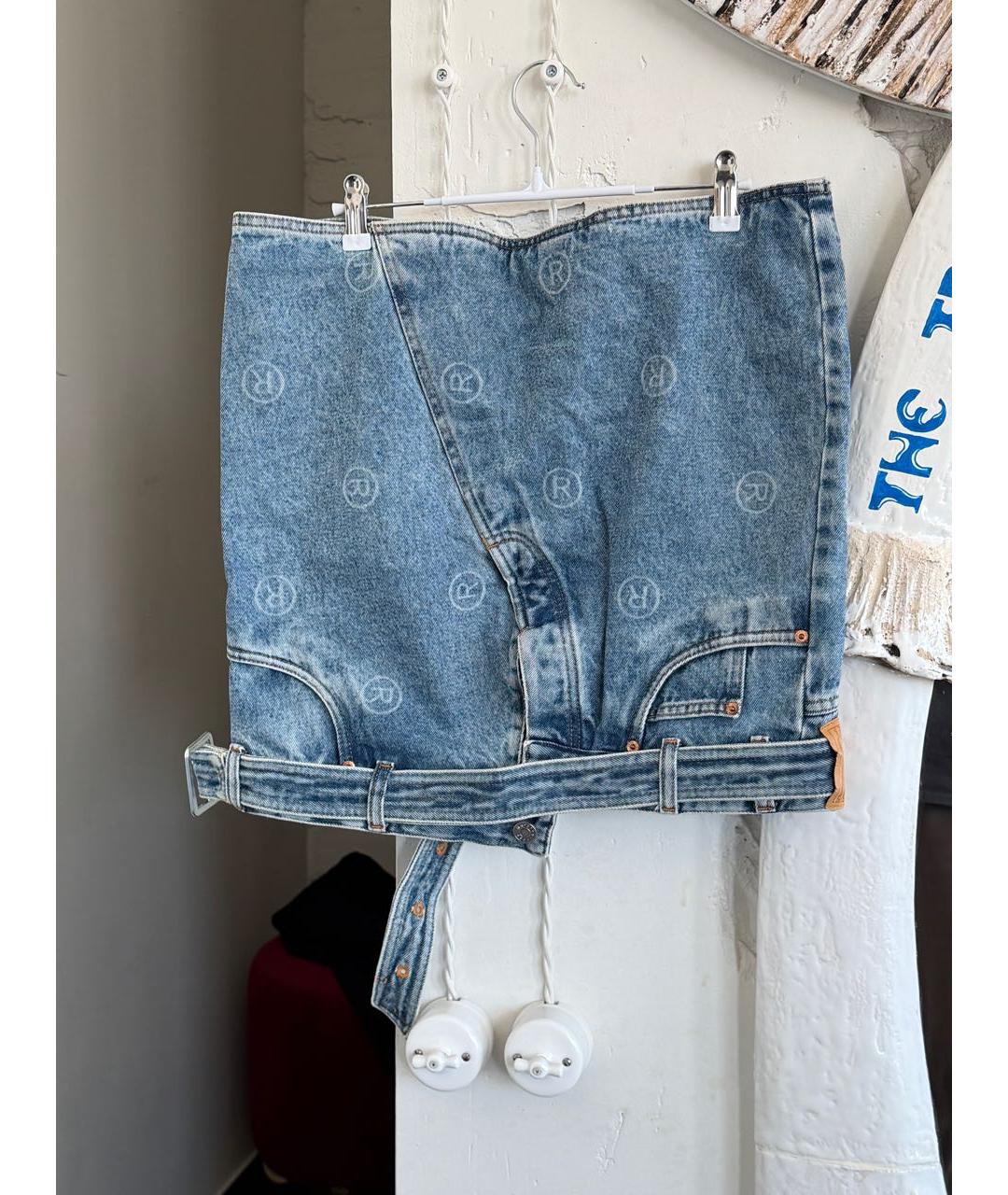 MARTINE ROSE Синяя деним юбка мини, фото 6