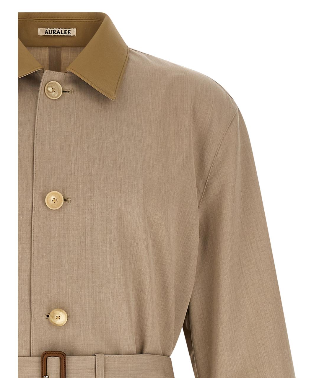 AURALEE Бежевый шерстяной тренч / плащ, фото 3