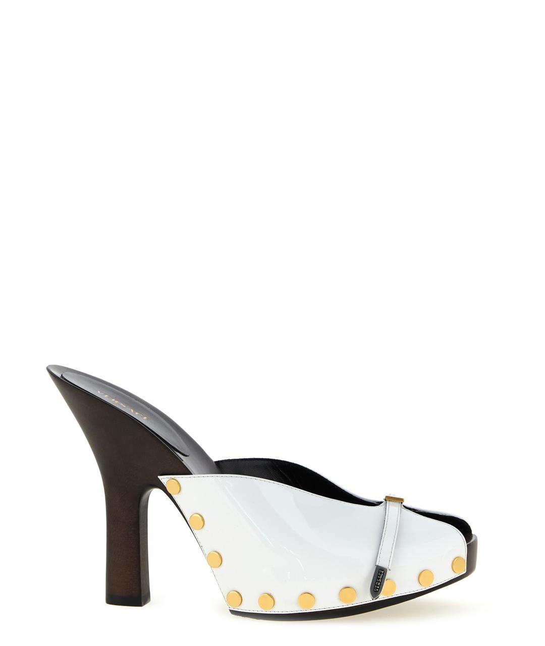 VERSACE Белые кожаные мюли, фото 1