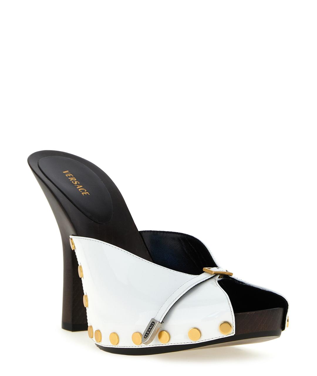 VERSACE Белые кожаные мюли, фото 2