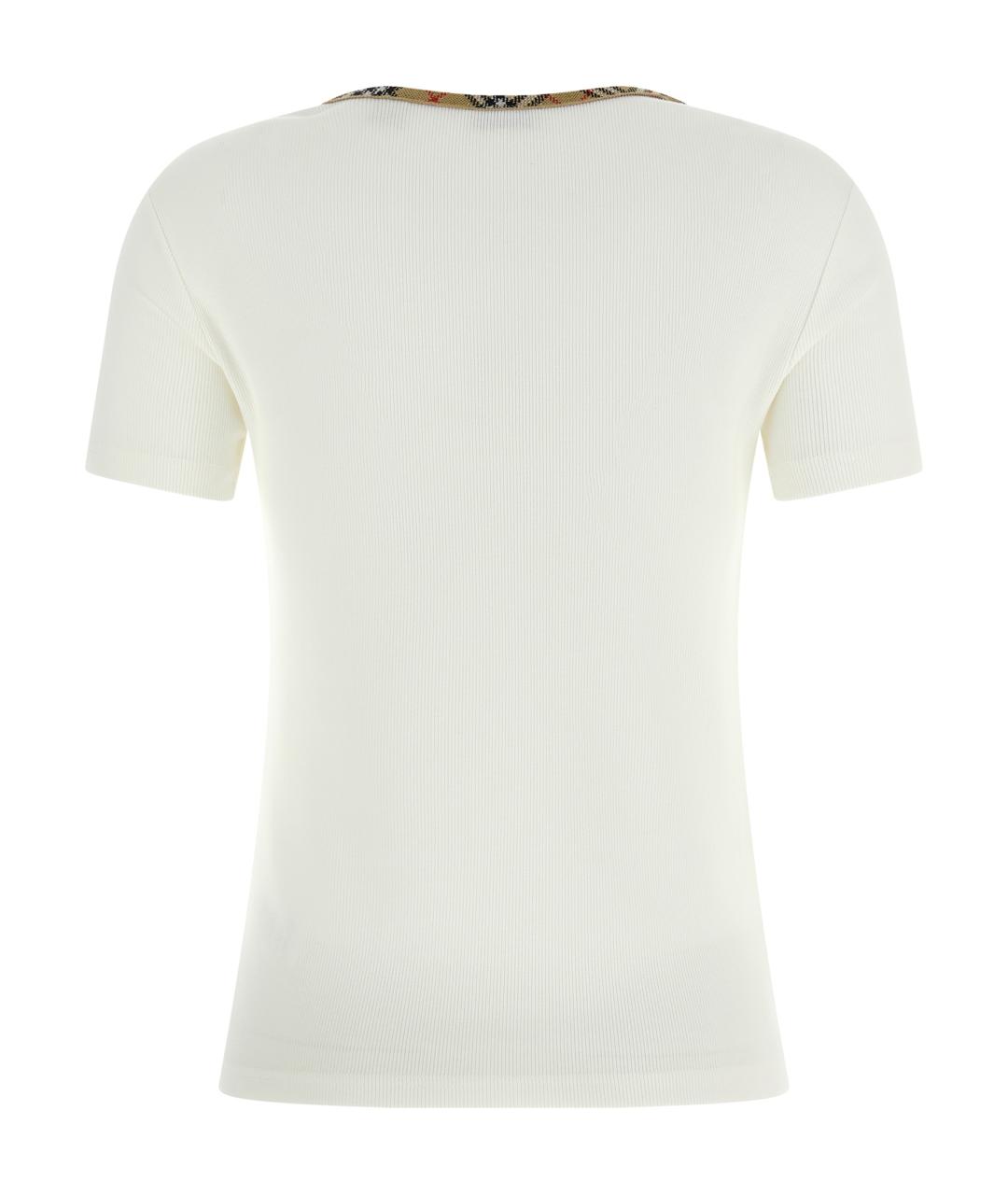 BURBERRY Белая хлопковая футболка, фото 2