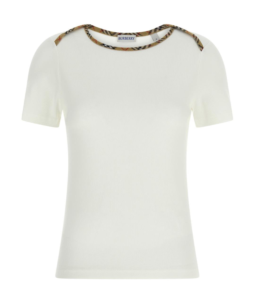BURBERRY Белая хлопковая футболка, фото 1