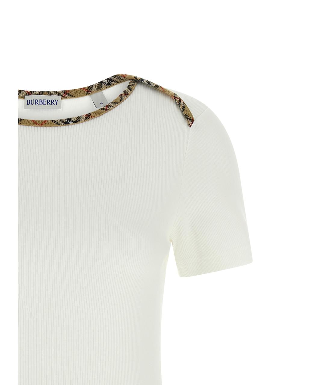 BURBERRY Белая хлопковая футболка, фото 3