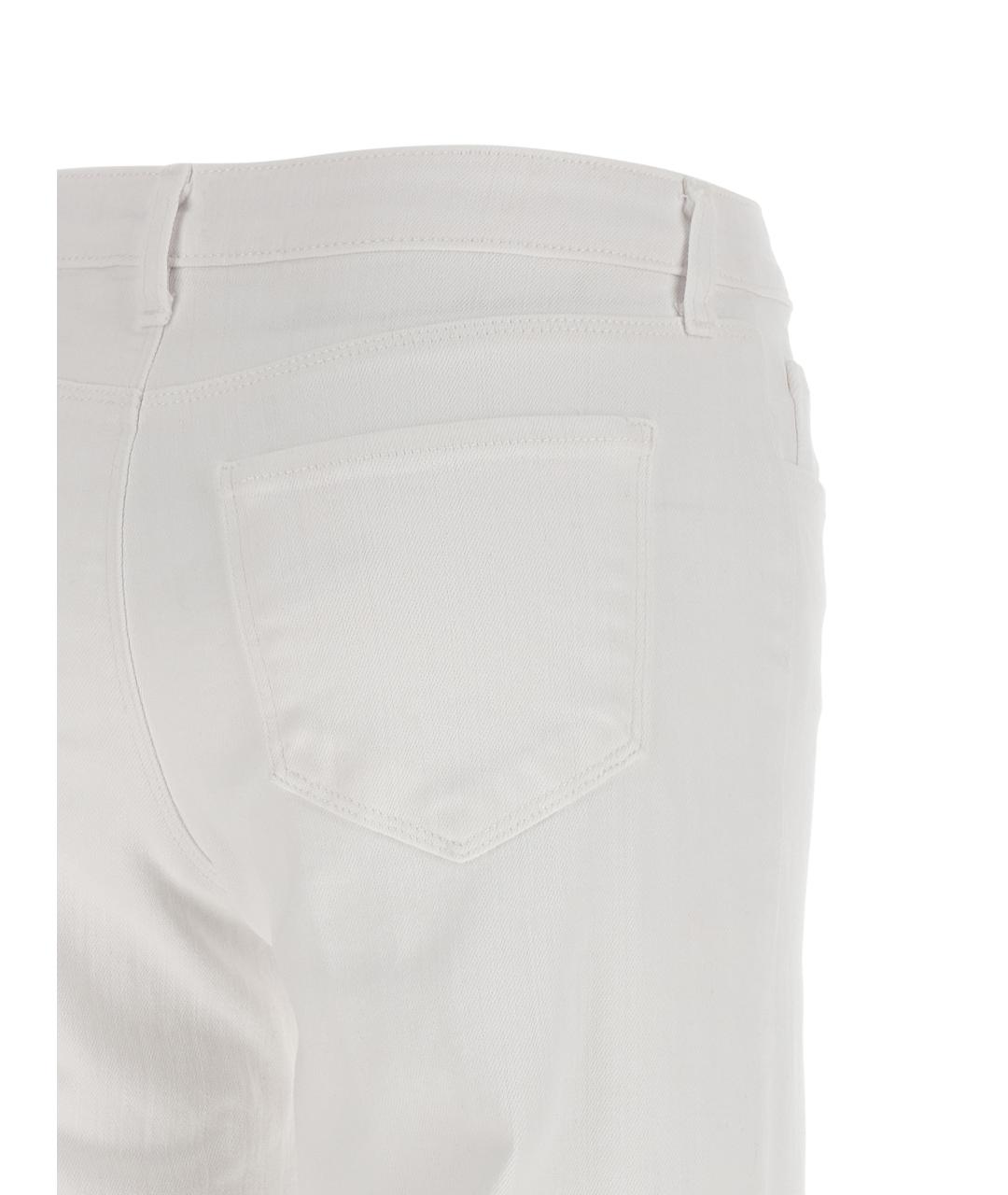 L'AGENCE Белые хлопковые прямые джинсы, фото 4