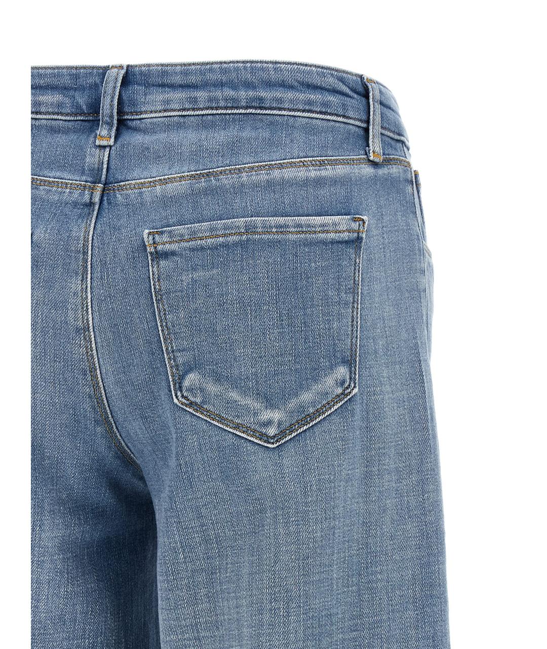 L'AGENCE Голубые хлопковые прямые джинсы, фото 4