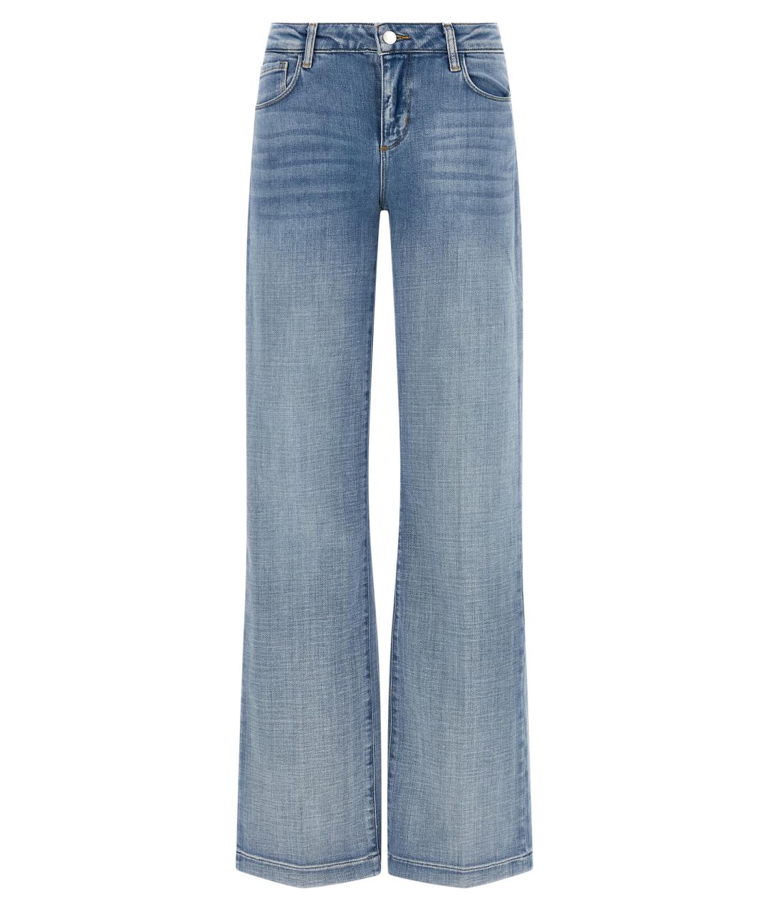 L'AGENCE Голубые хлопковые прямые джинсы, фото 1