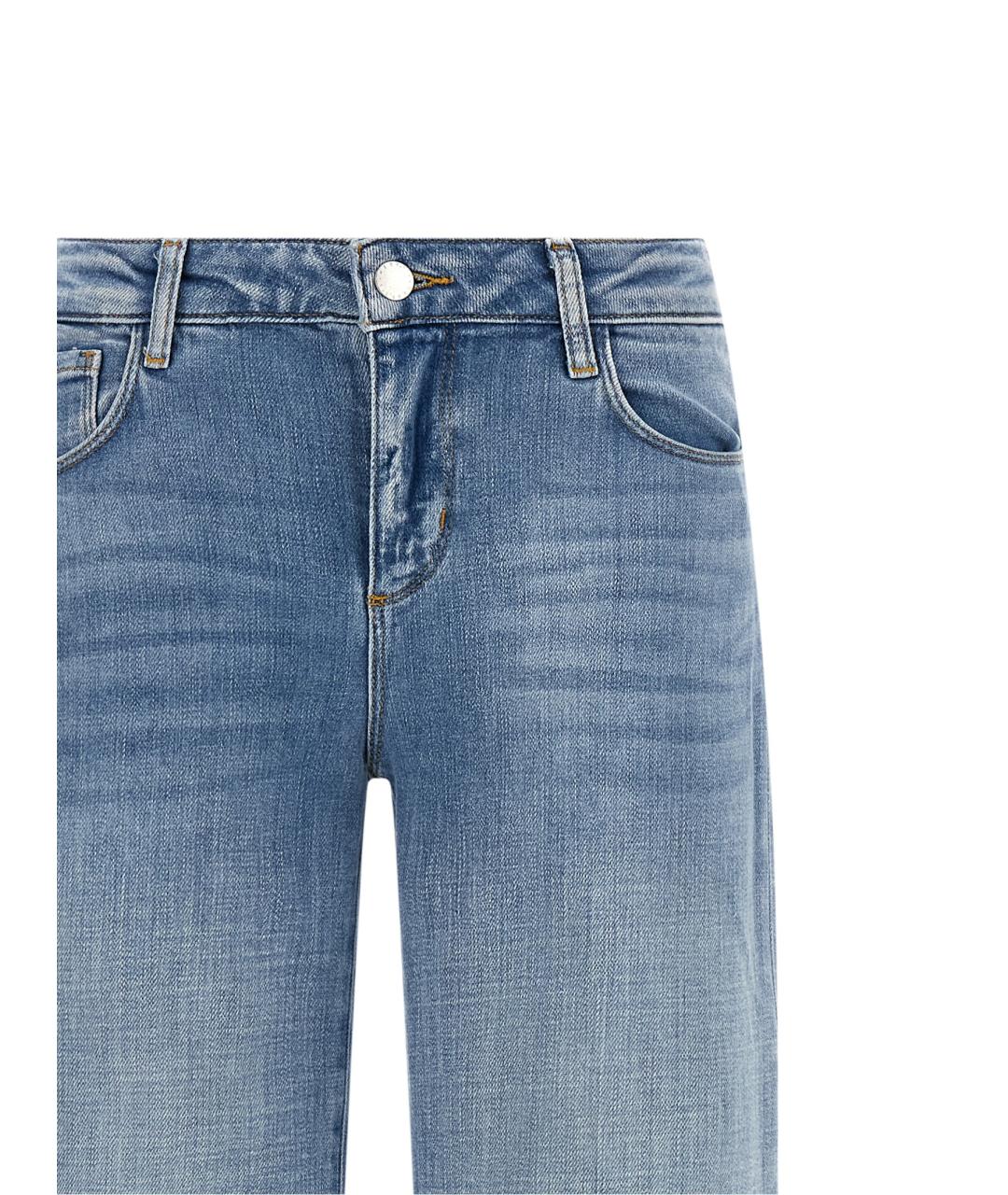 L'AGENCE Голубые хлопковые прямые джинсы, фото 3