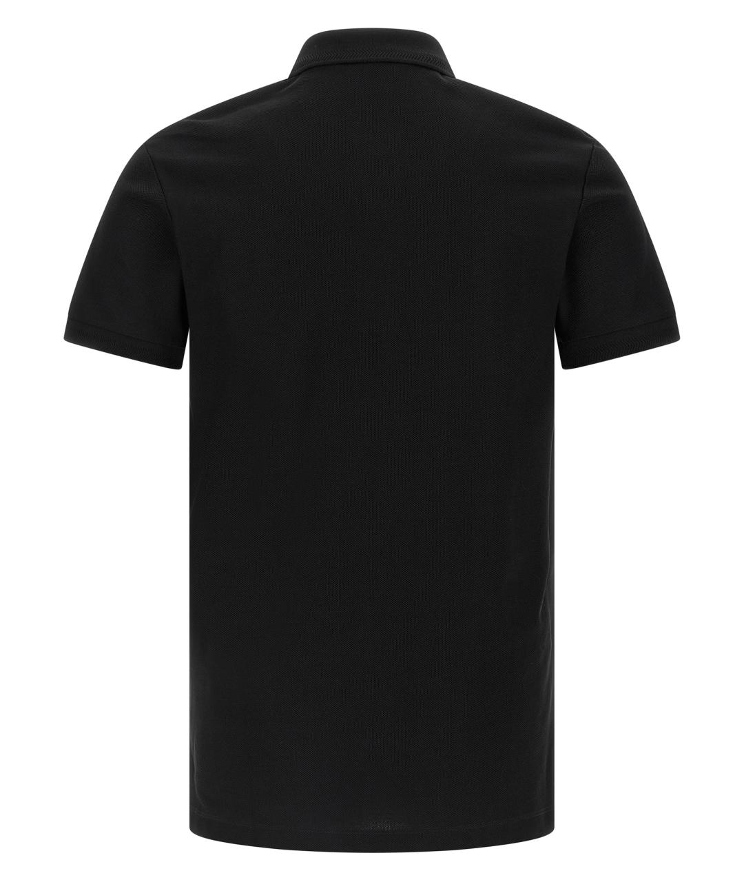 BURBERRY Черное хлопковое поло с коротким рукавом, фото 2