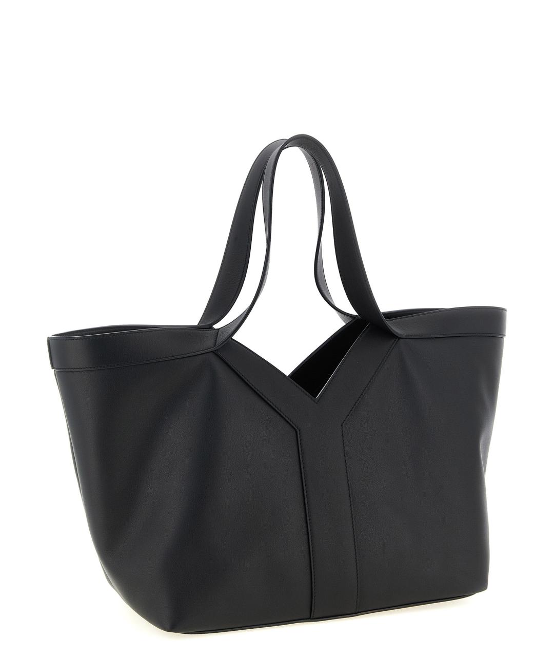 SAINT LAURENT Черная кожаная сумка тоут, фото 2