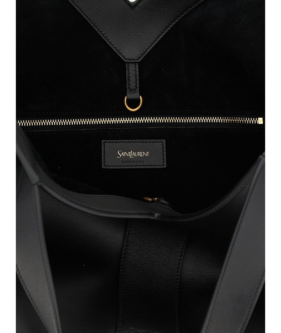 SAINT LAURENT Черная кожаная сумка тоут, фото 4