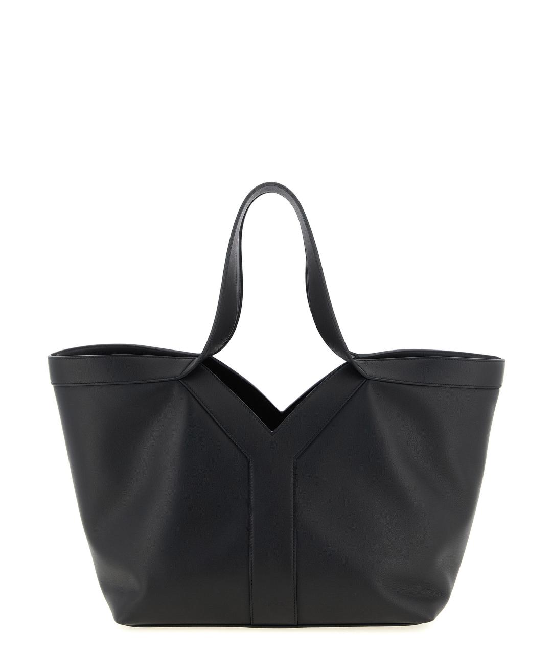 SAINT LAURENT Черная кожаная сумка тоут, фото 1