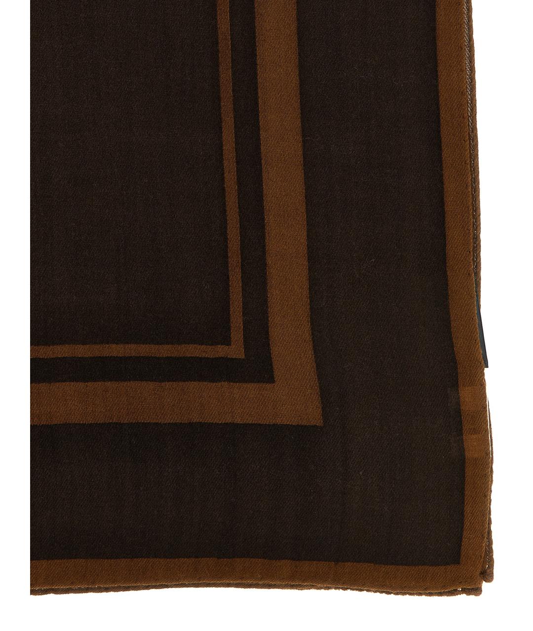 SAINT LAURENT Коричневый шерстяной шарф, фото 3