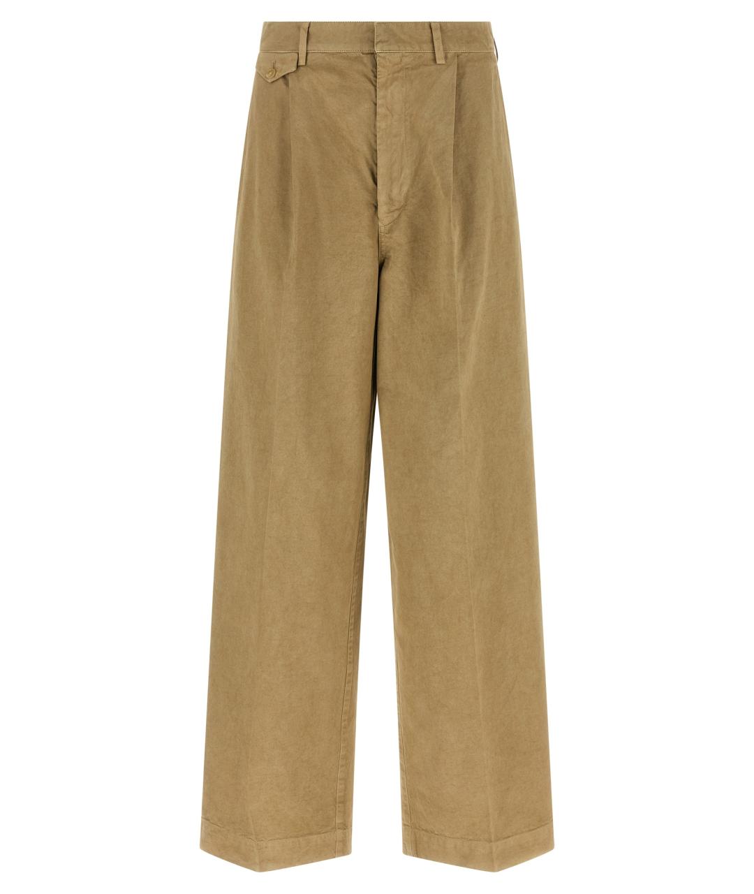 AURALEE Бежевые хлопковые брюки широкие, фото 1
