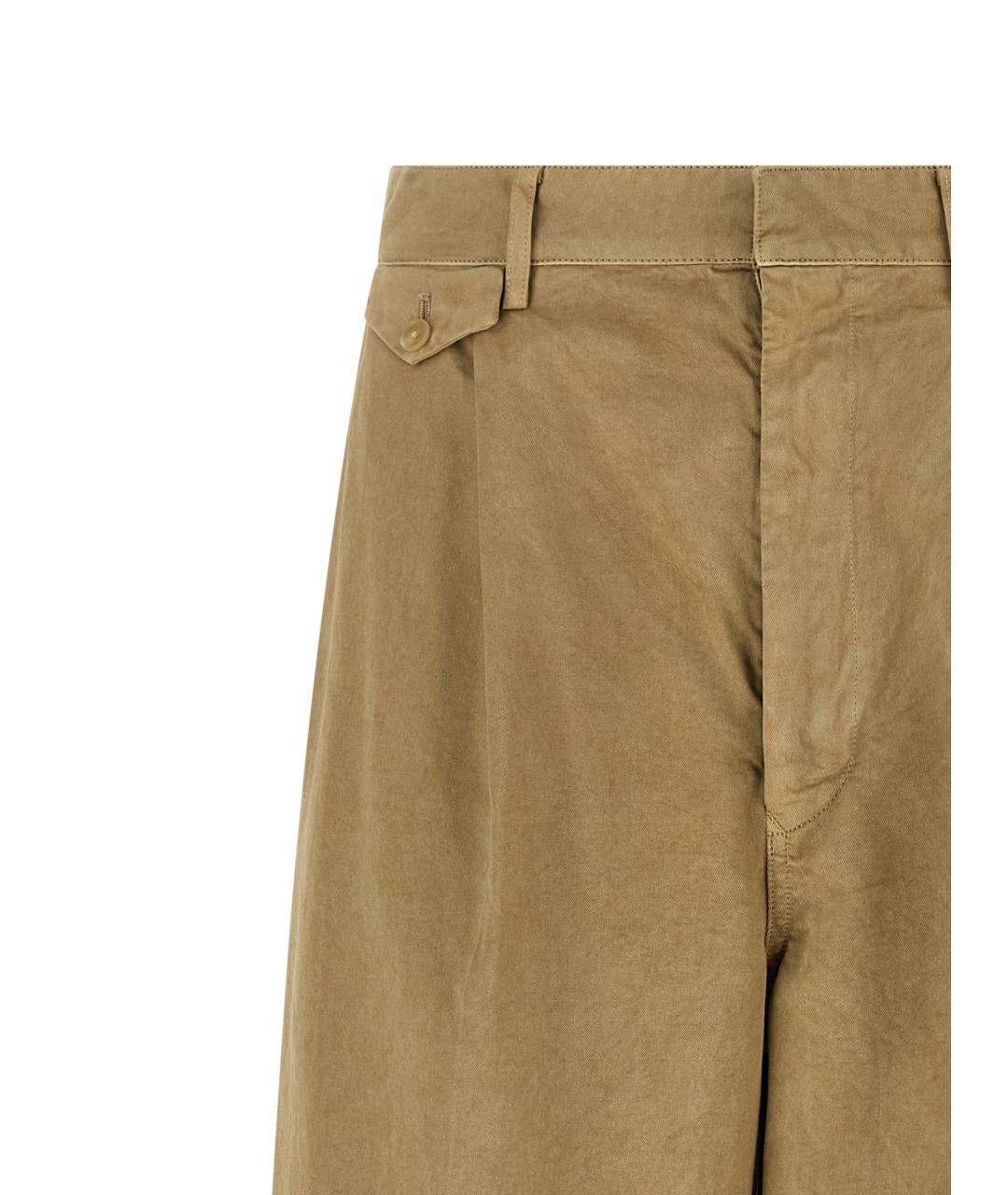 AURALEE Бежевые хлопковые брюки широкие, фото 3