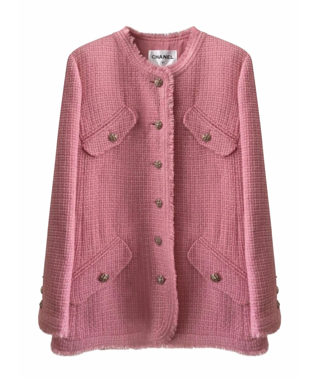 CHANEL Розовый твидовый жакет/пиджак, фото 1