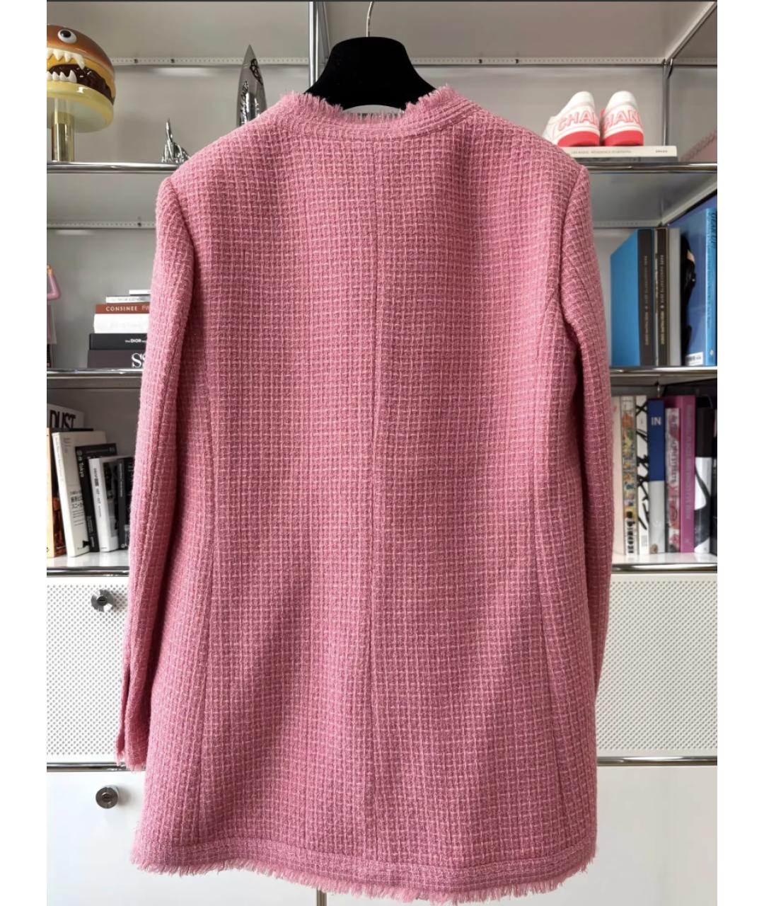 CHANEL Розовый твидовый жакет/пиджак, фото 6