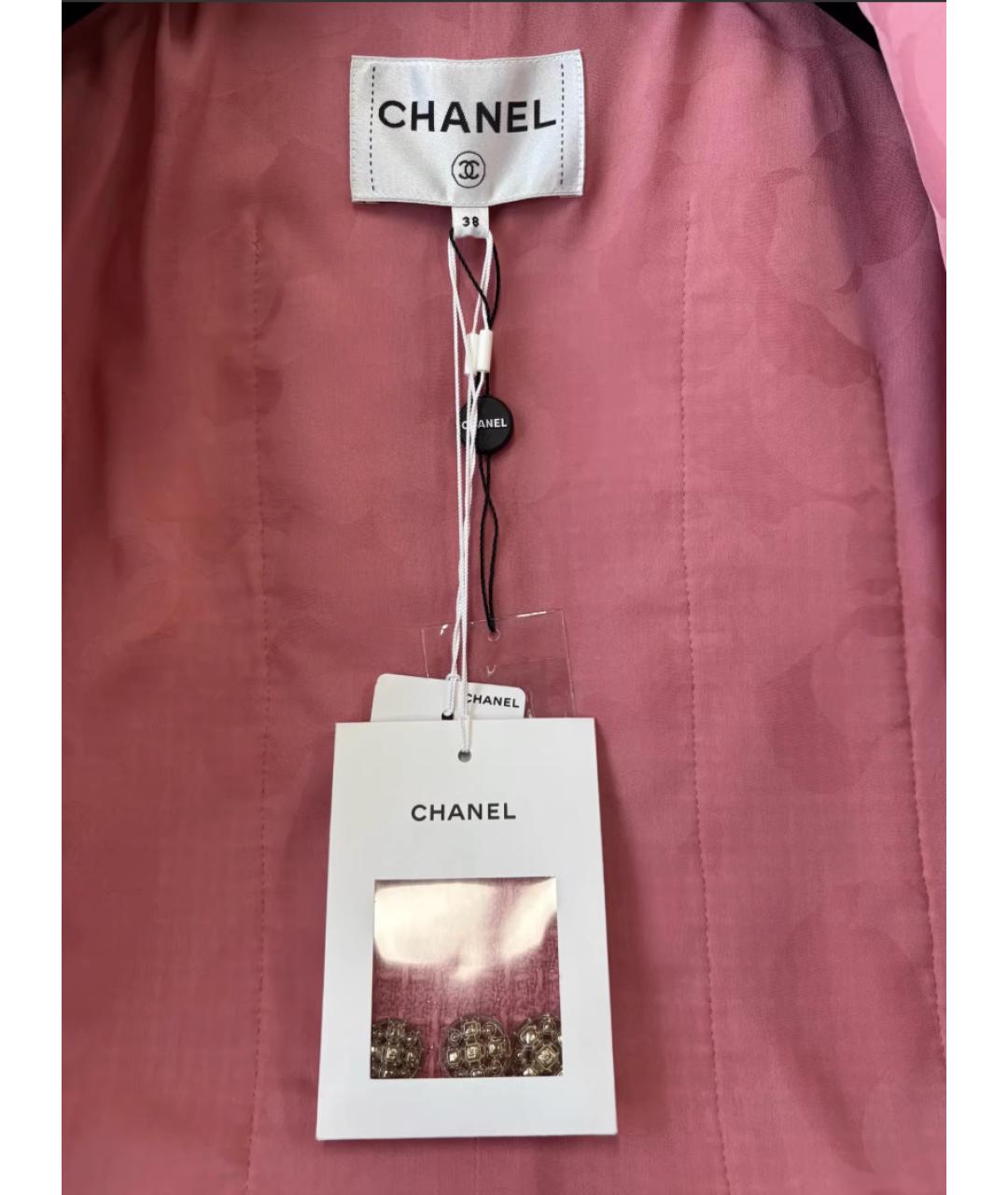 CHANEL Розовый твидовый жакет/пиджак, фото 4