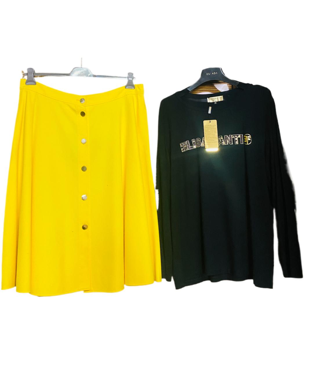 ESCADA Золотой хлопко-эластановый костюм с юбками, фото 7