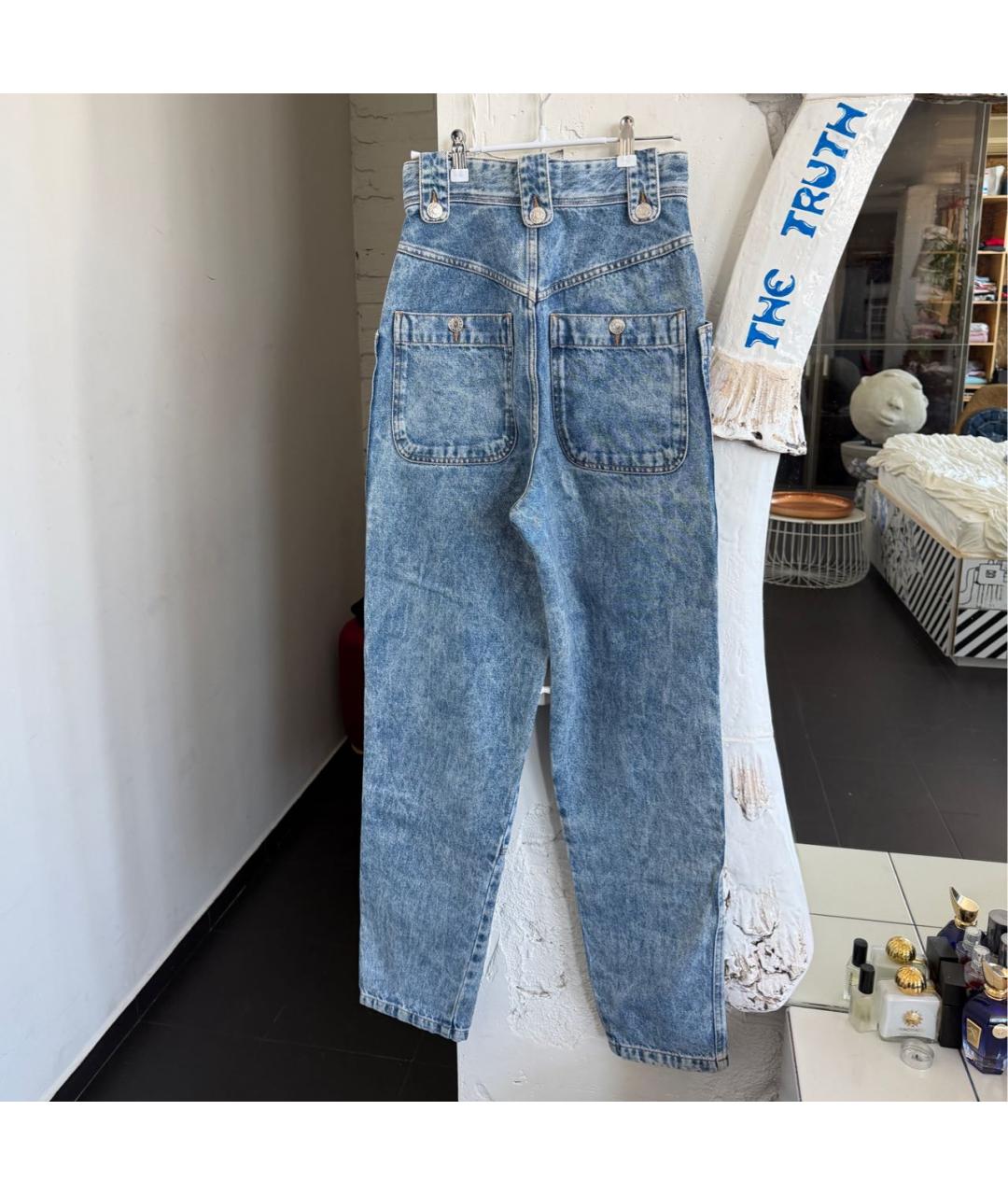 ISABEL MARANT ETOILE Синие хлопковые джинсы слим, фото 4