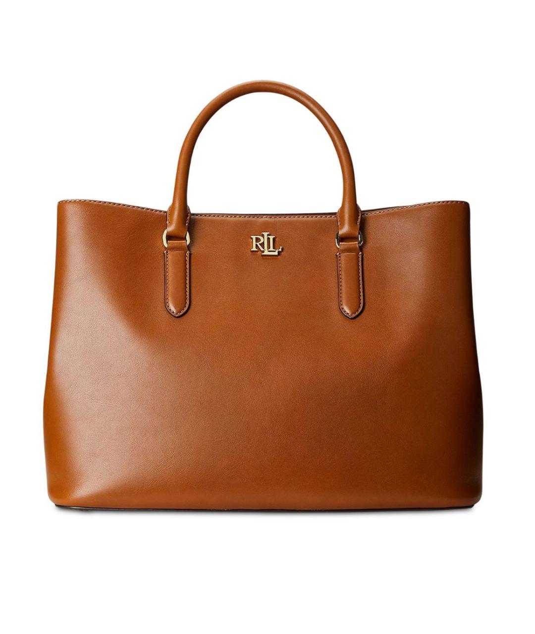 RALPH LAUREN Коричневая кожаная сумка тоут, фото 9