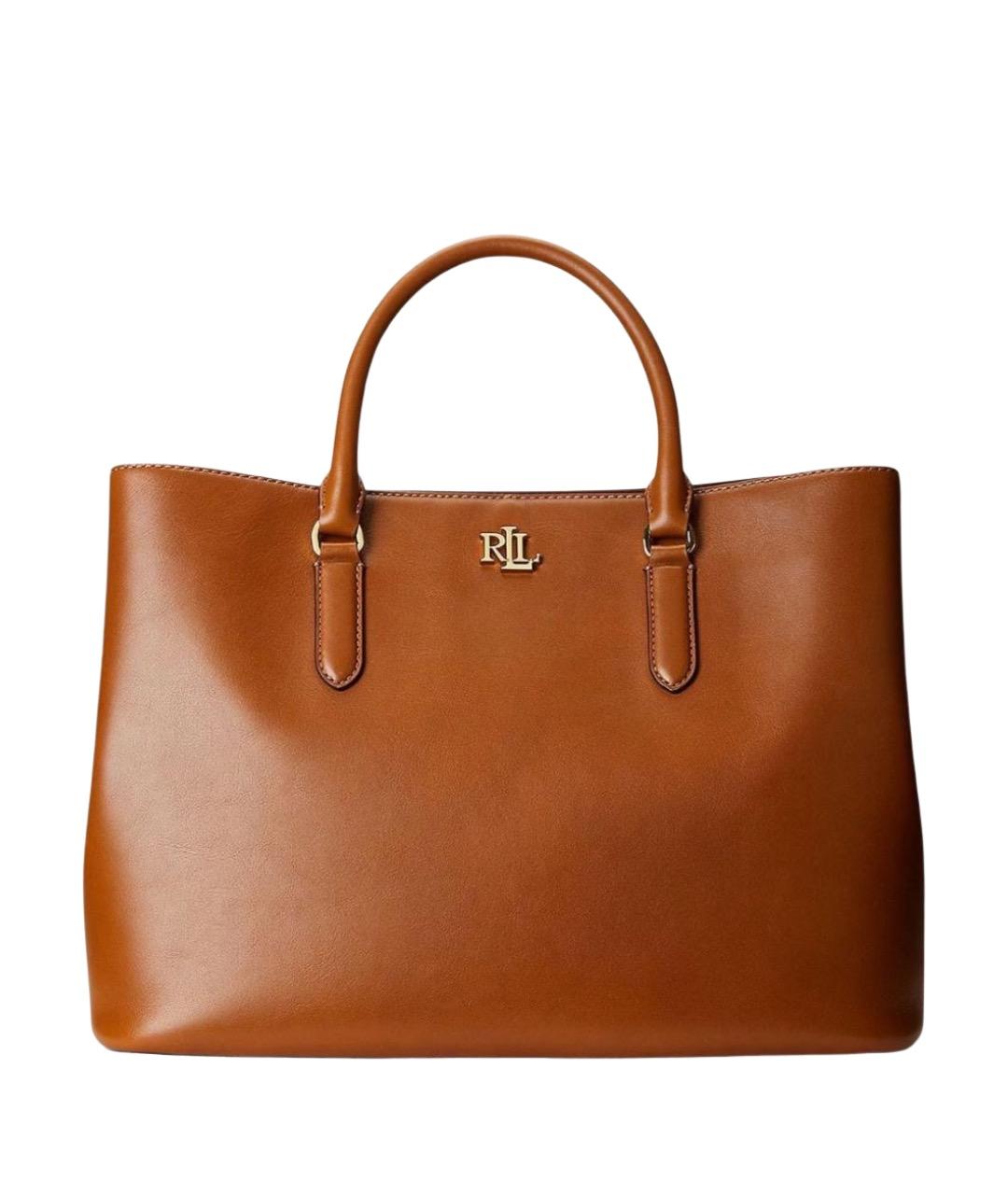 RALPH LAUREN Коричневая кожаная сумка тоут, фото 10