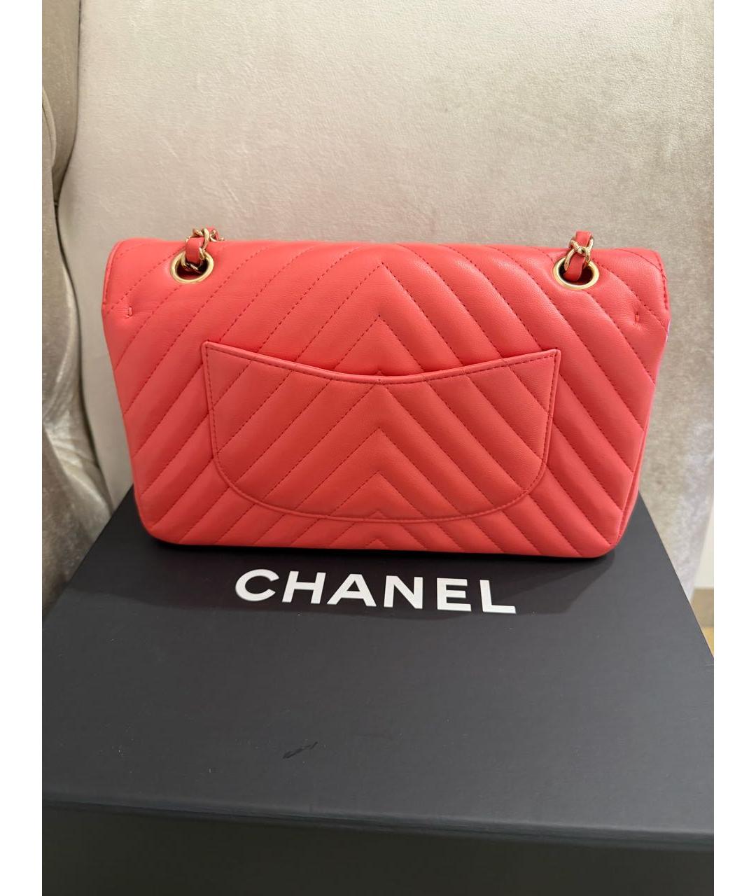 CHANEL Коралловая кожаная сумка через плечо, фото 3