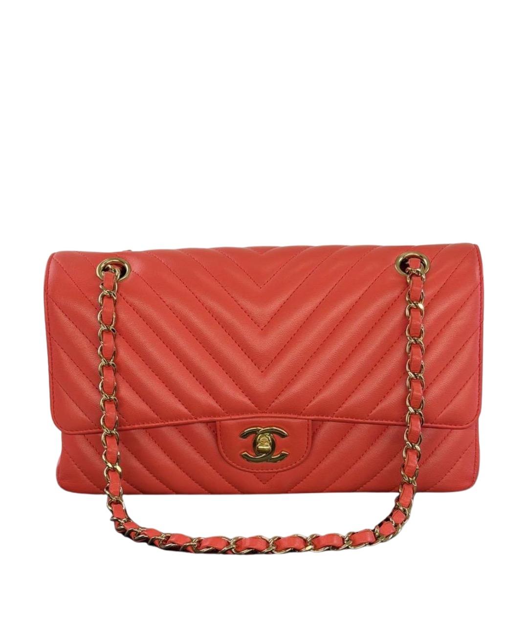 CHANEL Коралловая кожаная сумка через плечо, фото 1