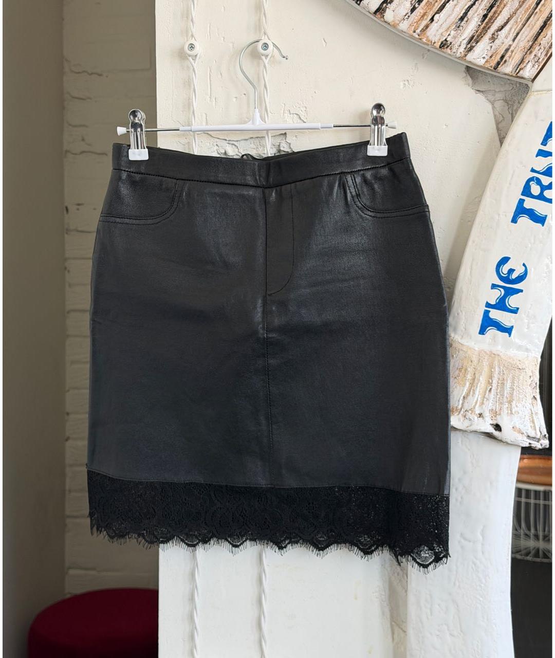 ZADIG & VOLTAIRE Черная юбка мини из экзотической кожи, фото 5