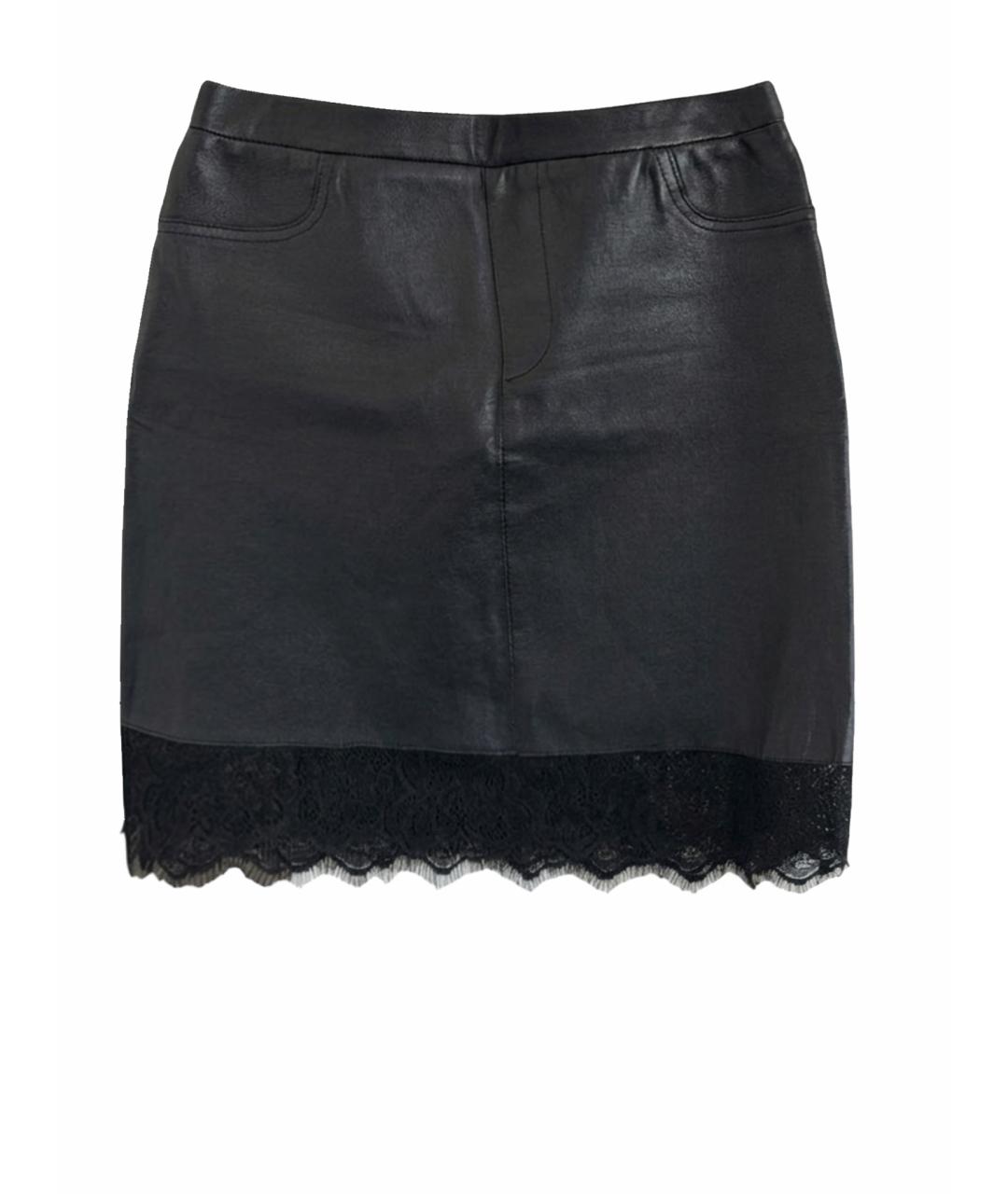 ZADIG & VOLTAIRE Черная юбка мини из экзотической кожи, фото 1