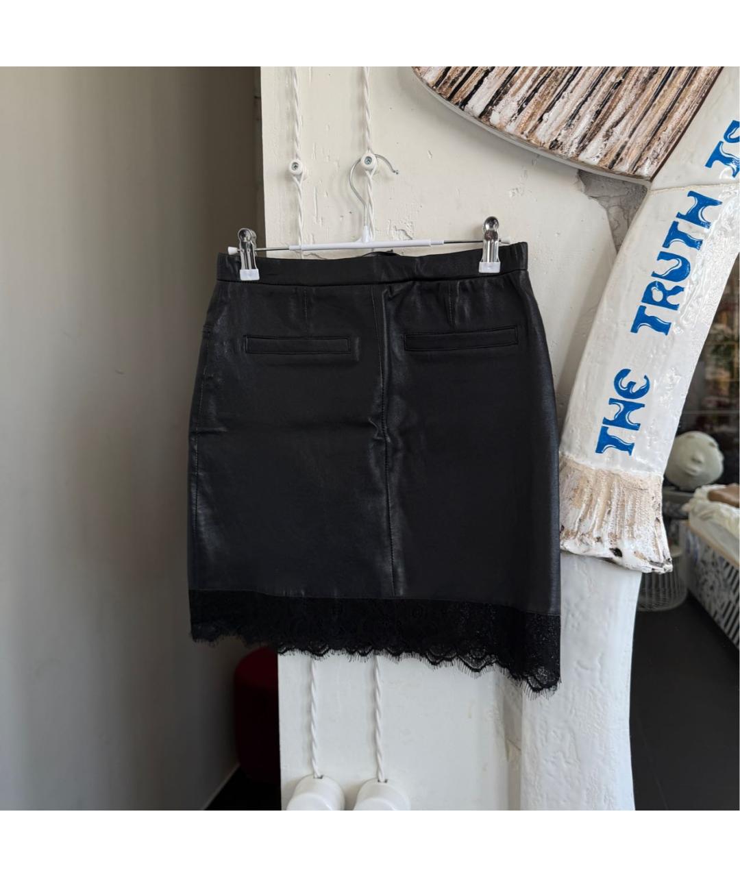 ZADIG & VOLTAIRE Черная юбка мини из экзотической кожи, фото 2