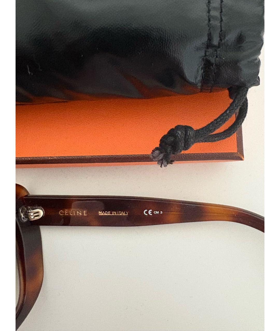 CELINE Коричневые пластиковые солнцезащитные очки, фото 4