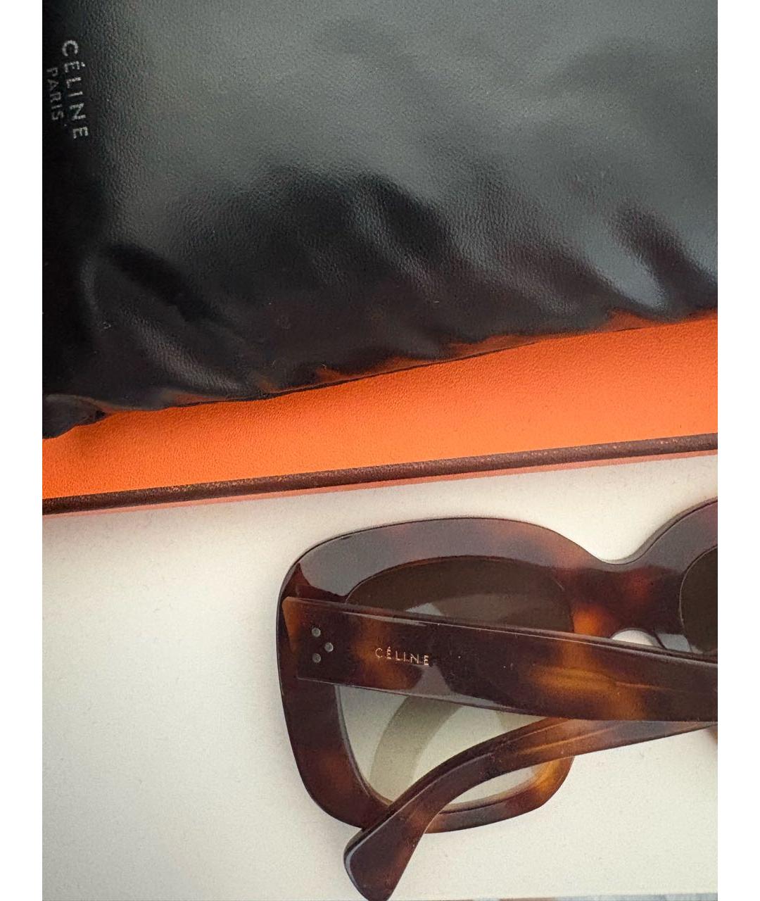 CELINE Коричневые пластиковые солнцезащитные очки, фото 5