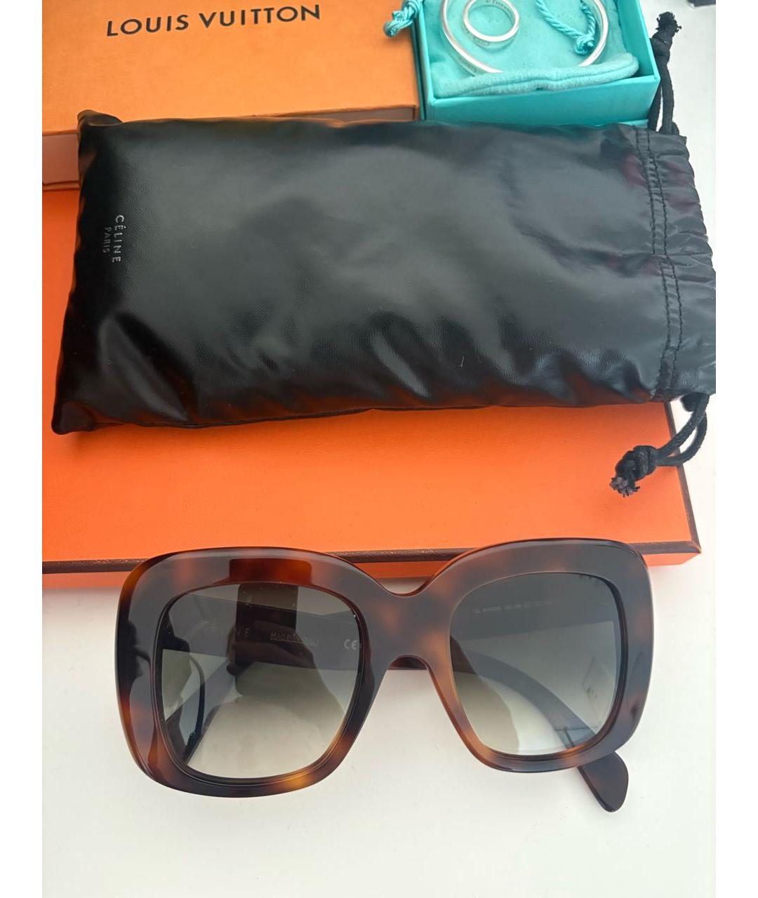 CELINE Коричневые пластиковые солнцезащитные очки, фото 2