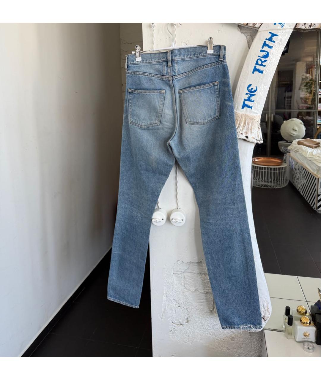 SAINT LAURENT Голубые хлопковые джинсы слим, фото 2