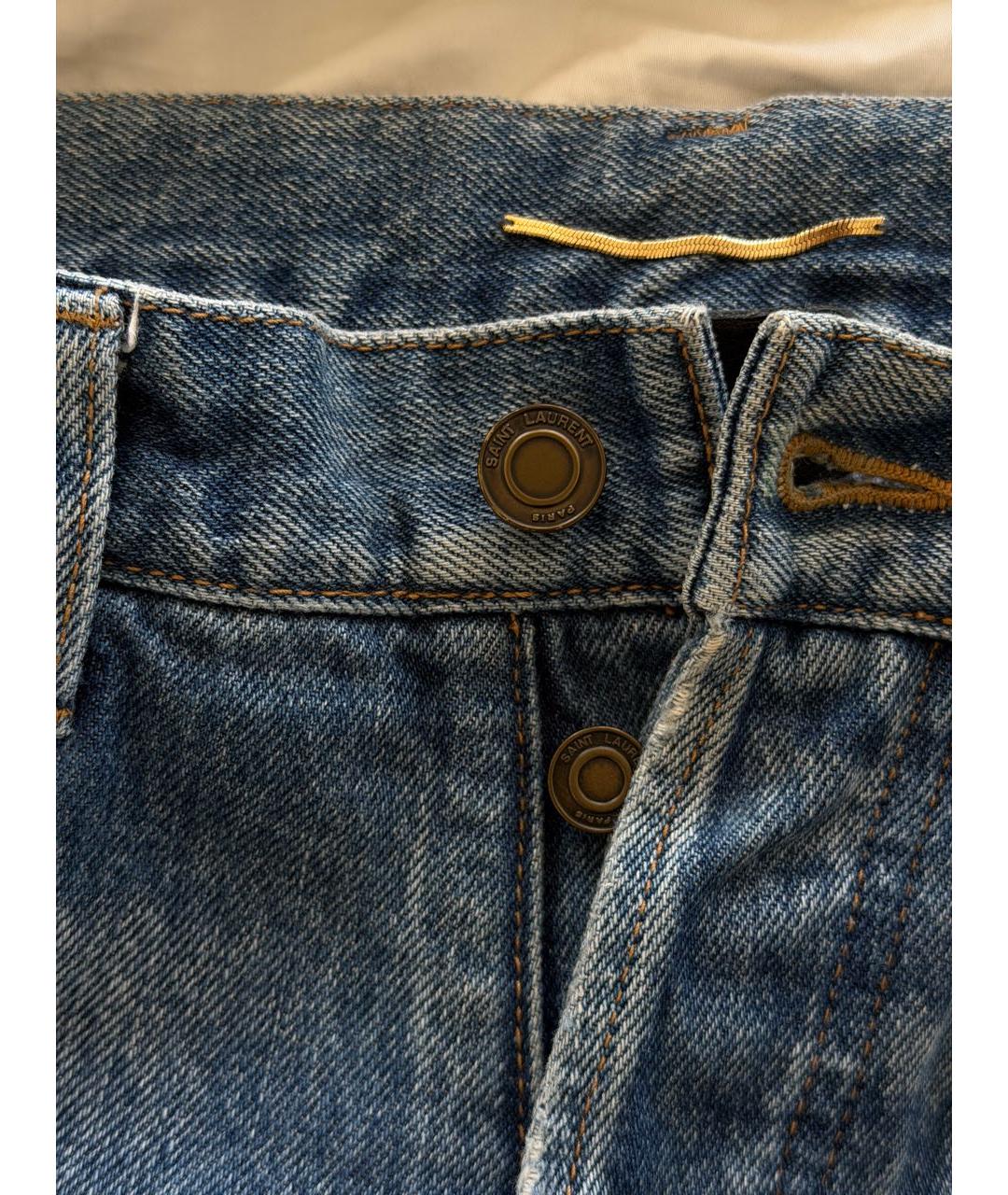 SAINT LAURENT Голубые хлопковые джинсы слим, фото 4
