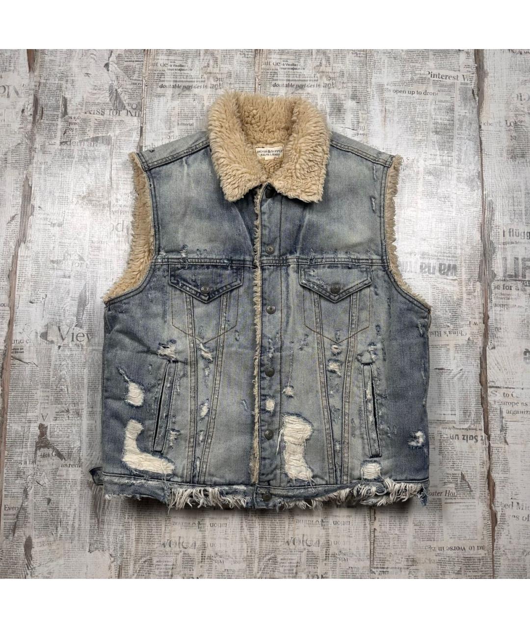 RALPH LAUREN Голубой деним жилет, фото 9