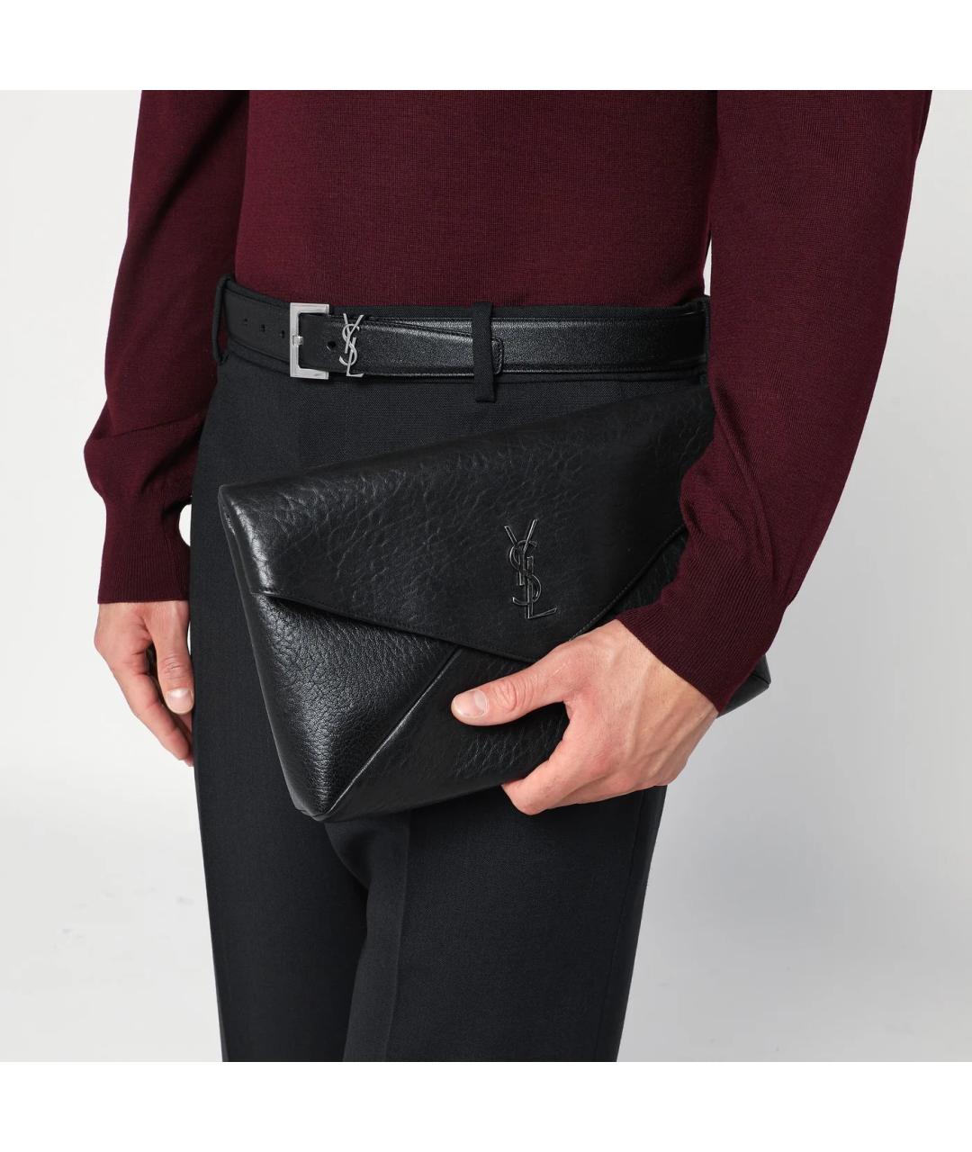 SAINT LAURENT Черная кожаная папка для документов, фото 2