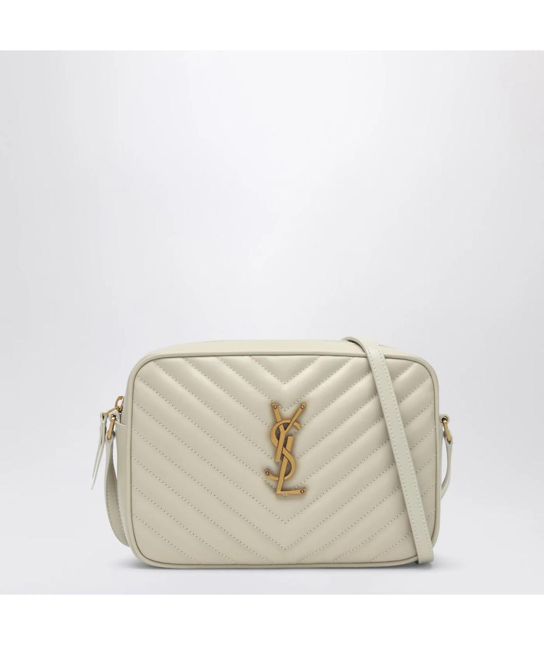 SAINT LAURENT Бежевая кожаная сумка через плечо, фото 3