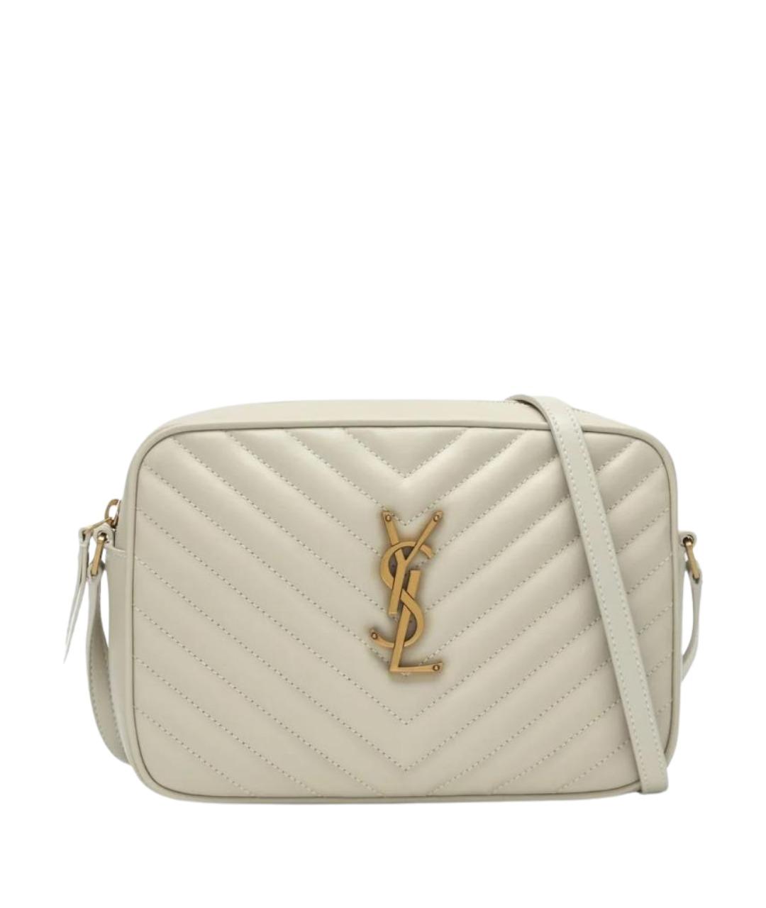 SAINT LAURENT Бежевая кожаная сумка через плечо, фото 1